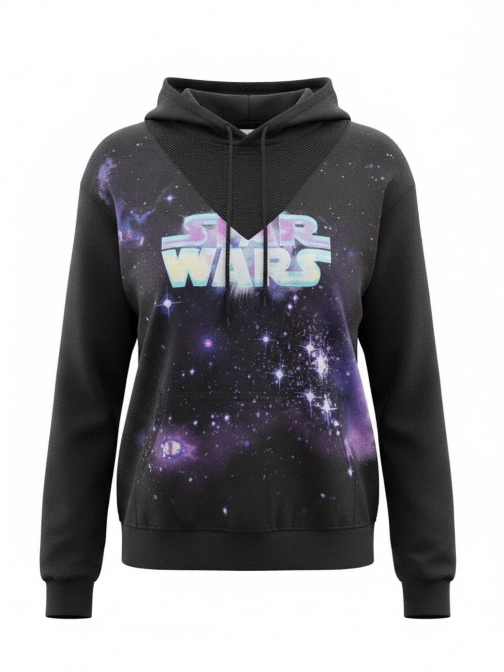 Star Wars Women's Black Hoodie with Purple Galaxy Print